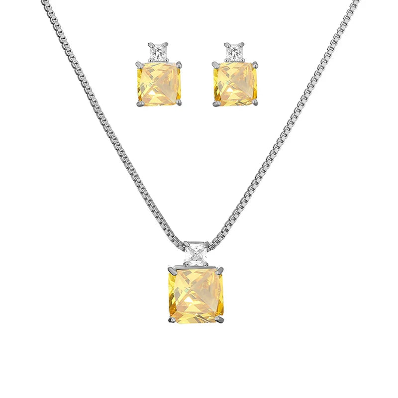 Conjunto Colar e Brincos em Zircônia